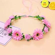 Halloween Decoration Garland, Handmade Simulation Flower Wreath Seaside Vacation Wreath, Girl's Flower Wreath Headwear, Multiple Colors To Choose From, Including Red, Pink, And Blue Flower Garlands, Wreath Fake/Artificial Flower, Bride's Flower Wreath Headwear, Bohemian Hair Accessories, Forest Style Decorations, Super Fairy Korean Sweet Accessories,