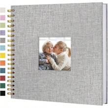8 X 8 Inch Scrapbook Photo Album Linen Cover, Hardcover Kraft Pages Book, Travel Wedding Guest Book  Shower (20 Sheets/ 40 Pages,Beige) - Grey - View 12