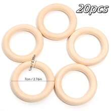 5/10/20/30/50pcs Natural Wooden Rings, Beads, Rings, Pendants, (3/4.5/5.5/7mm) Thick Smooth Unprocessed Wooden Rings, For DIY Crafts, Artworks, Carving, Weaving, Lace, Hanging Decor, Home Decor, Painting Decor, Curtain Rings, Napkin Rings, Sewing, DIY Jewelry Making