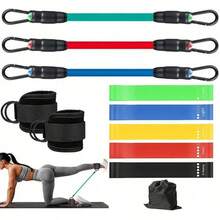 JASUVII Bandas Elasticas Fitness, Barra de Pilates Multifuncional de 11 Piezas, Bandas de Tobillo para Entrenamiento, Equipo de Ejercicio Glúteos para Mujeres Piernas y Glúteos - AWB - Ver 13