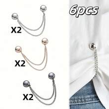 2/4/6/8/10pcs Multi-Functional Magnetic Clips, New Magnetic Clips, Strong Magnetic Scarf Clips With Chain, Shirt Clips, Fashion Accessories For Tightening T-Shirt Hem, Neckline Hem And Pant Hem, Halloween Decor