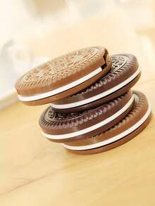 2/4/8pcs Set (Makeup Mirror + Comb) Realistic Chocolate Cream Cookie Makeup Mirror, Cute Princess Portable Folding Round Mirror With Comb, Adorable Cookie Shaped Mirror With Comb, Portable Chocolate Makeup Mirror - Multicolor - View 16
