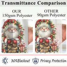 1 pieza Cortina decorativa navideña con bolsillo para barra, estampado de Papá Noel y renos, estampado plano de un solo lado, resistente a la decoloración, tela de poliéster de 150 g/m², filtro de luz grueso, suave y duradero, resistente a las arrugas, para todo el año, lavable, para cocina, dormitorio, sala de estar, decoración de fiesta de Navidad