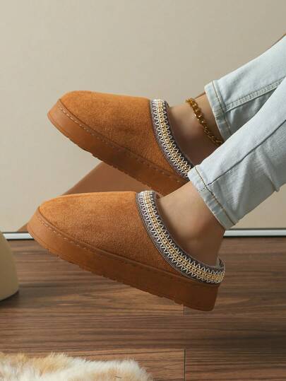 Fall/Winter 2025 New Thick Bottom Thermal-Lined Snow Slip-On Slippers, Women's Indoor/Outdoor Warm Couple Slippers,Women Boots,Snow Boots