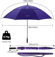 Paraguas de Grandes,Paraguas de Pro-Line de Gran Tamaño con Doble Toldo Ventilado a Prueba de Viento Impermeable para Hombres y Mujeres - Morado - Ver 7