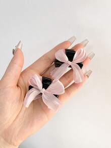 4个装女士可爱蝴蝶结发夹，公主风发饰，迷你发爪，刘海及盘发秋季发夹，时尚发夹，优雅冬季度假装扮，女士夏季穿搭 - 彩色 - 查看 3