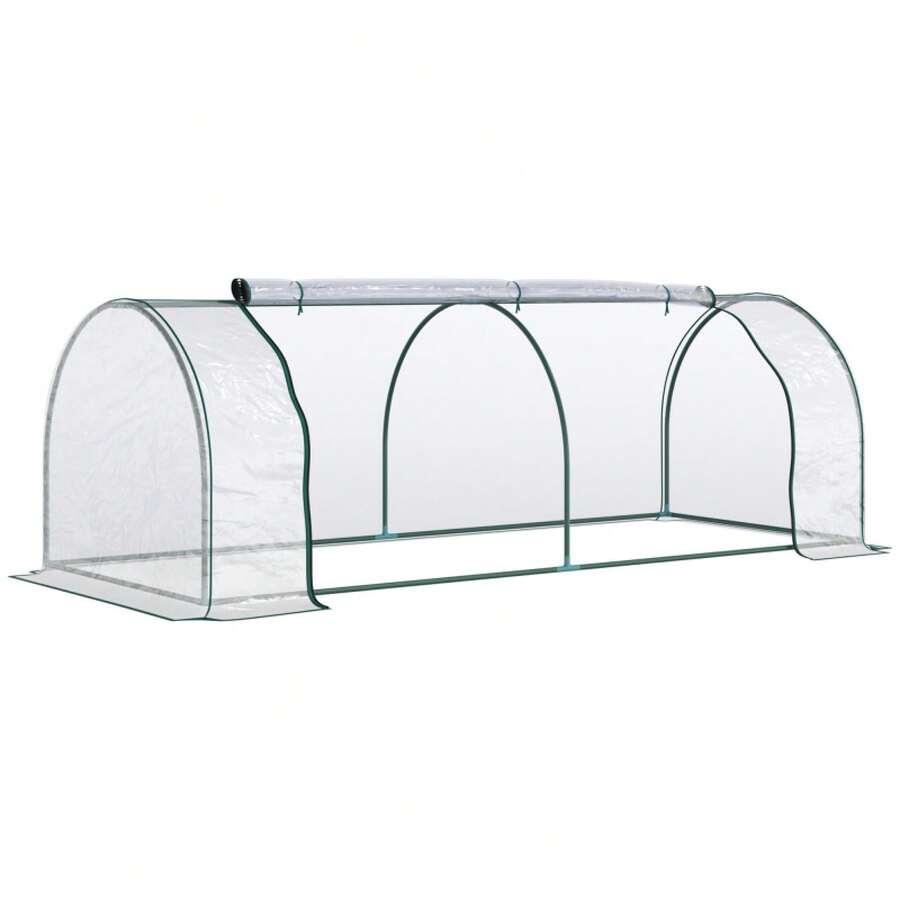 Outsunny Greenhouse With Door, Early Bed, Plant Growing, PVC Steel, 250x100x80cm - 1 - View 1