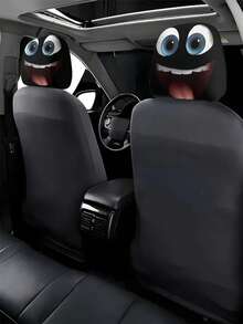 1/2 piezas Funda para reposacabezas de coche con estampado de ojos grandes y sonrisa de estilo hip-hop y divertido, cubierta de asiento fresca y personalizada [Estampado de cara sonriente con ojos grandes y divertidos] 1 pieza/2 piezas Fundas para reposacabezas de coche, adecuadas para todas las estaciones, fáciles de limpiar y resistentes a la decoloración, material de poliéster, ajuste universal para la decoración del interior del coche, opción perfecta para viajes/trayectos diarios - Multicolor - Ver 7