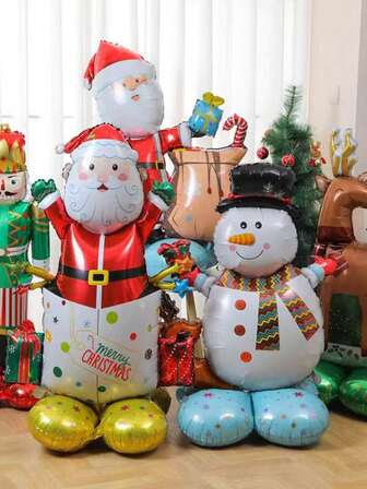 Large Stand Pedestal Christmas Tree Santa Claus Snowman Bell Elk Foil Balloons Christmas Party Decorations 2026