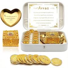 DArras Para Boda Catolica Wedding Coins Arras De Boda Set With 13 Virgen De Guadalupe Aras Coins And Decoracion Box For Ceremony. RecShaped10 - 金色 - 查看 1