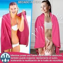 Set de 3 Toallas de Microfibra, Toalla Deportiva Súper Absorbente, Toalla de Secado rápido para Acampar, Deporte, Playa, Gimnasio, Viajes (Rosa) - Rosa - Ver 5