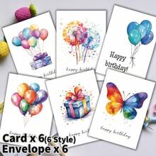 6 طقم بطاقات عيد ميلاد ملونة بألوان نمط مائية مع مغلفات، بطاقات ملاحظات فارغة لعيد الميلاد بكميات كبيرة للعائلة والأصدقاء والزملاء