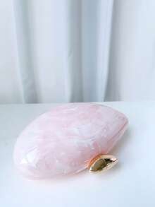 1pc Pink Marble Striped Stylish High-End Ballroom Accessory Evening Clutch Bag, Women's Handbag Shoulder Crossbody Asymmetrical Shape - Pink - View 7