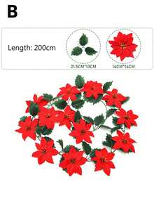 1 pieza Guirnalda de Navidad artificial - Flores y enredadera de bayas realistas con hojas verdes, fácil de colgar, perfecto para un ambiente festivo - Ideal para Navidad, aniversario, boda, cumpleaños, decoración de arcos y paredes