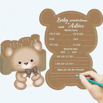 50 只泰迪熊淋浴玩具套装预测和建议卡我们迫不及待淋浴装饰熊祝福性别中性淋浴游戏派对活动用品