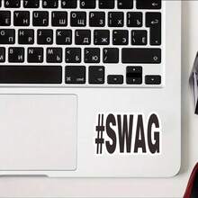 #Swag Vinyl Decal - Waterproof & Durable Sticker For Car Bumper, Laptop, Phone, Refrigerator, Toolbox, Suitcase - Stylish Black Lettering With Abstract Design