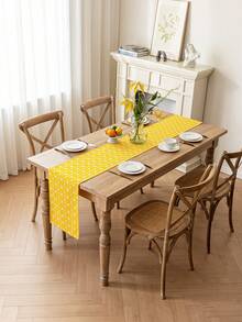 1 szt. Bohemian Yellow Rectangular Table Runner, Geometryczny wzór, Wiosna/Lato Dekoracyjny obrus na bufet, szafka na buty, Odporny na kurz i plamy, Nadaje się do domu, kuchni, jadalni, posiłków, pikników, grilli, kempingu, na zewnątrz, świąt, imprez, codziennego wystroju domu
