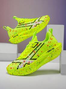 Unisex Lightweight Breathable Running Shoes - Full Carbon Plate Technology - White-Blue-Orange Combination - Low-Top Mesh Design Suitable For Marathon, Sprinting And Casual Wear - Spring/Summer Sports Shoes - Flexible Rubber Sole