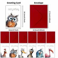 12 بطاقة عيد ميلاد مع أظرفة، توضح رسومات طيور مضحكة، مناسبة للعائلة والأصدقاء والزملاء، مجموعة بطاقات تهنئة فارغة بالجملة - هدية فريدة، ديكور عيد ميلاد، لوازم مدرسية للعودة إلى المدرسة