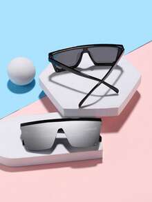 2 件男孩女孩 9-14 岁亚克力一体式街头方框太阳镜，秋季简约高品质眼镜，适合 Y2K 配饰、日常服装装饰和户外徒步运动 - 彩色 - 查看 4