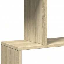 Estante divisor de ambientes de 4 niveles Larryhot en roble Sonoma, 70 x 24 x 129 cm, resistente y duradero, fácil de montar, estilo decorativo, adecuado para guardar adornos, figuras, libros, artículos pequeños, etc. - Marrón - Ver 9