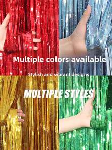 2m Laser Rain Curtain / 4m / 8m (Blue Laser + Champagne Set) / 2m (Champagne Rain Curtain) Light Gold Birthday Party Decor Background, Housewarming, Anniversary, Wedding Decor To Add Joyful Atmosphere