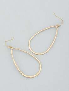 Hollow Out Water Drop Earrings - 黃金 - 查看 3
