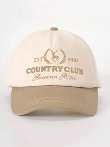 1pc Men's Est 1991 Country Club American Athire Trucker Hat, Personalized Letter & Deer Embroidery Baseball Cap, Streetwear Fashion 5-Panel Hat, Outdoor Sun Protection Casual Cap For Spring, Autumn Travel, Beach Vacation