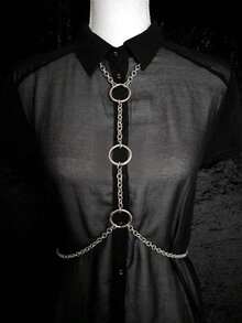 1 Phụ kiện thời trang thời Phục Hưng dành cho nữ, dây chuyền bạc quyến rũ, dây thắt lưng trang trí theo phong cách Gothic, thích hợp cho tiệc Halloween - Bạc - Xem 3