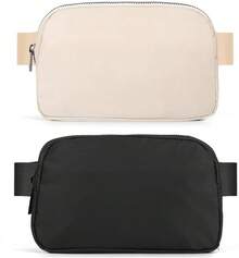 2 Cangurera Deportiva, 2 Unidades Riñonera Deportiva Riñonera de Marcha Running Hombre Mujer Impermeable Gran Capacidad Bolso de Cintura Viajar Moda Riñoneras Multifuncional, Negro y Blanco - 1 - Ver 9