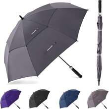 Paraguas de Grandes,Paraguas de Pro-Line de Gran Tamaño con Doble Toldo Ventilado a Prueba de Viento Impermeable para Hombres y Mujeres - gris - Ver 9