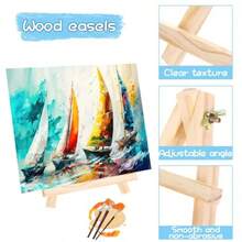 30 Pack 9 Inch Wood Easels Bulk Small Easel Stand For Painting Canvases Mini Tabletop Display Stand Tripod Tabletop Portable Canvas Photo Picture Sign Holder - WoodColor - View 3
