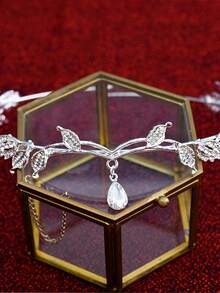 1 件闪亮女士头饰皇冠，森系公主私奔皇冠，婚礼派对新娘发饰，闪亮钻石仙女皇后服装 - 彩色 - 查看 2