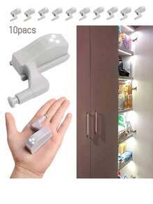 10/5 buc. Lumini LED pentru balamale de dulap cu senzor de mișcare, activate tactil, iluminare automată pentru dulapuri, instalare semi-încorporată, culoare alb cald, pentru bucătărie, dormitor, uși de dulap, sertare, dulapuri de vin și alte spații de depozitare (bateriile nu sunt incluse)