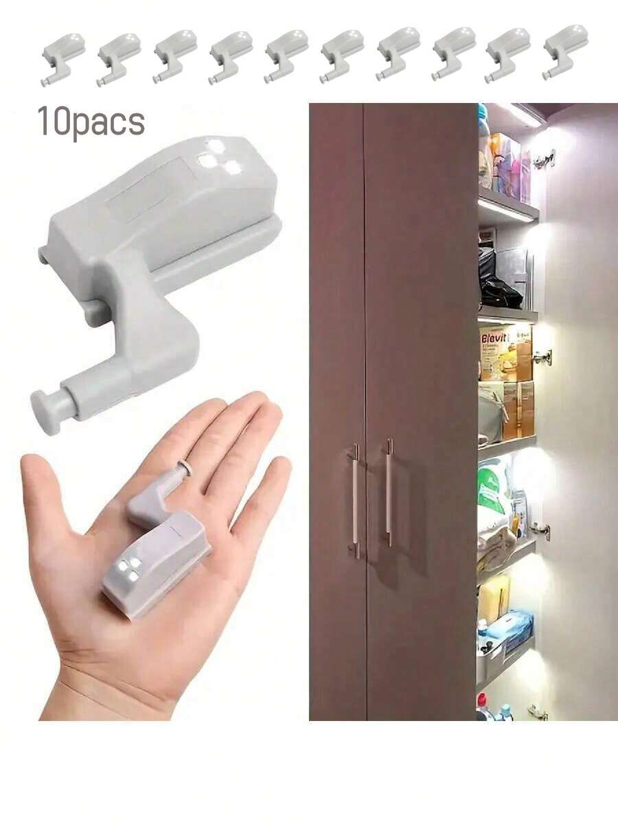 10/5 buc. Lumini LED pentru balamale de dulap cu senzor de mișcare, activate tactil, iluminare automată pentru dulapuri, instalare semi-încorporată, culoare alb cald, pentru bucătărie, dormitor, uși de dulap, sertare, dulapuri de vin și alte spații de depozitare (bateriile nu sunt incluse)