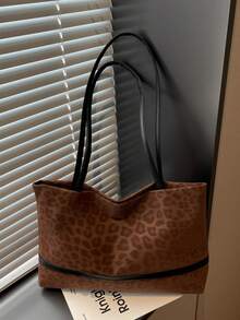 New Fashion Leopard-Print Handbag, A Spacious Tote For Ladies, The Ideal Choice For Shopping, Organisation And Carrying Essentials, Perfectly Complementing Streetwear. Suitable For Young Women, University Students, New Professionals And Office Workers. Whether For The Office, Campus, Workplace, Business Engagements, Commuting, Outdoor Pursuits, Travel Or Everyday Outings, It Adapts Seamlessly To Any Occasion. - Coffee - View 1