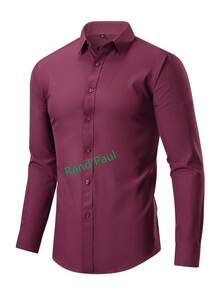 Rand paul Camisa Social Slim Fit Masculina Manga Longa de Negócios Elegante com Estampa Discreta para Escritório e Trabalho