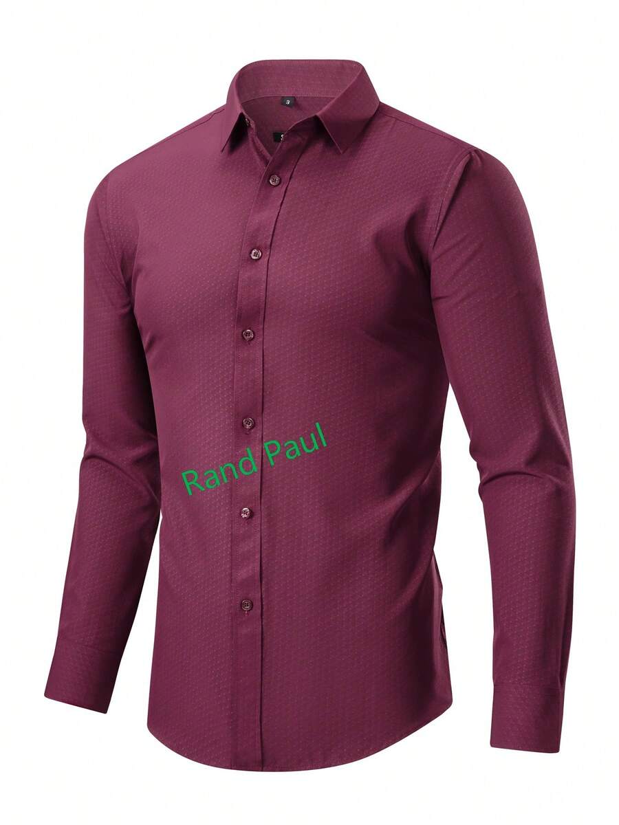 Rand paul Camisa Social Slim Fit Masculina Manga Longa de Negócios Elegante com Estampa Discreta para Escritório e Trabalho