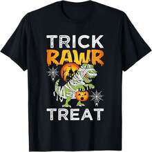 Trick Rawr Treat Tyrannosaurus Rex Dinosaur Halloween Dino T-Shirt CBQ Mens Womens Tank Top Sweatshirt Hoodie Black - Color - View 1