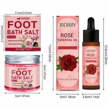 XIOIMY 2 件玫瑰足部护理套装，足浴球深层清洁，精油保湿，适合换季时脚部干燥皲裂，长期使用可使皮肤柔软光滑，是送给女性的绝佳礼物