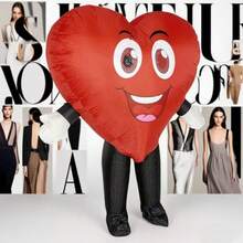 1 件充气红心服装爆炸套装趣味成人万圣节服装情人节圣诞派对角色扮演化装舞会服装 - 彩色 - 查看 2