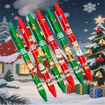 24支/6支/3支装圣诞节可伸缩凝胶笔，节日风格，书写流畅，0.5毫米黑色墨水，适合儿童上学和作为圣诞礼物