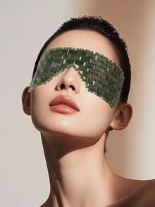 1pc Natural Jade Eye Mask, Non-Electric Cold Compress Eye Mask, Fragrance-Free - Multicolor - View 1