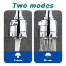 1pc Faucet Splash Shower Head Aerator, Kitchen Sink Tap Water Outlet Extension, 2 Water Flow Modes Adjustable, Long Flexible Hose - Silver - View 5