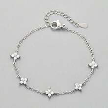 1pc Stainless Steel Women's Summer Fashion Clover Zirconia Crystal Bracelet, Suitable For Daily Wear, Party, And Mother's Day Gift - Bracelet - View 8