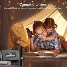 Shadowhawk Linterna Led Recargable, Lampara De Mano 100000 Lumenes XHP70.2 Linternas Led Recargables Alta Potencia, USB Potente Linterna Tactica Militar, IPX67 Impermeable 5 Modos Portátil linternas - rojinegro - Ver 8