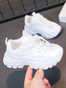 1 Pair Children's Sports Shoes, Suitable For Indoor And Outdoor Activities, Hiking, And All-Season Wear - White - View 3