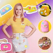 40 Pcs Self Adhesive Chenille Patches Colorful Cute Chenille Embroidered Patches Glitter Chenille Patches Sticker Applique Clothing Fabric Backpack Repair DecorCute