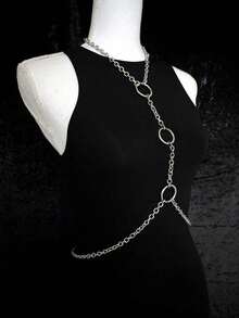 1 Phụ kiện thời trang thời Phục Hưng dành cho nữ, dây chuyền bạc quyến rũ, dây thắt lưng trang trí theo phong cách Gothic, thích hợp cho tiệc Halloween - Bạc - Xem 4