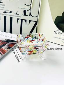 Ręcznie robiona, zabytkowa szklana popielniczka z kwiatowym wzorem – europejski prostokątny organizer na biurko i popielniczka, wielofunkcyjny element dekoracyjny do jadalni, salonu, popielniczka w stylu europejskim | Rzemiosło artystyczne